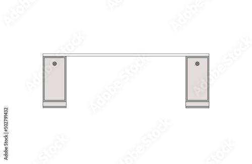 Office desk, computer workspace, writing worktable, 2D vector, home Interior furniture, flat illustration icon, table outline and filled graphic