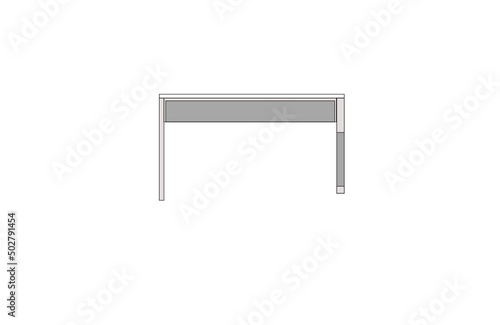 Office desk, computer workspace, writing worktable, 2D vector, home Interior furniture, flat illustration icon, table outline and filled graphic