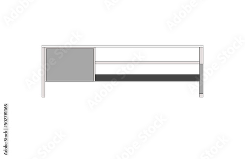 Office desk, computer workspace, writing worktable, 2D vector, home Interior furniture, flat illustration icon, table outline and filled graphic