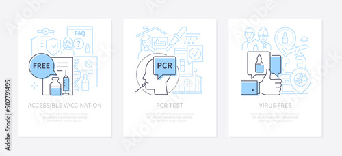 Affordable free vaccinations - line design style banners set