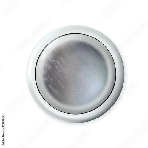 Realistic matte silver or gray button. Metal circle Ui component. Vector illustration for your design.