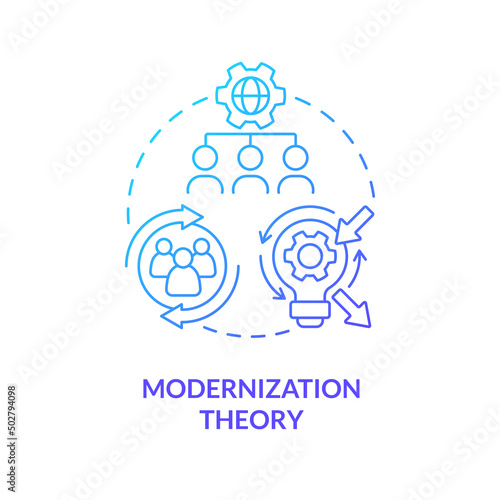 Modernization theory blue gradient concept icon. Social progress and development. World processes abstract idea thin line illustration. Isolated outline drawing. Myriad Pro-Bold font used
