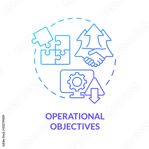 Operational objectives blue gradient concept icon. International cooperation for development abstract idea thin line illustration. Isolated outline drawing. Myriad Pro-Bold font used