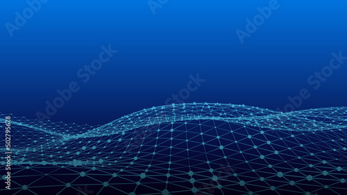 Abstract chain of hexagonal shapes. Data transfer technology background. 3d vector illustration.