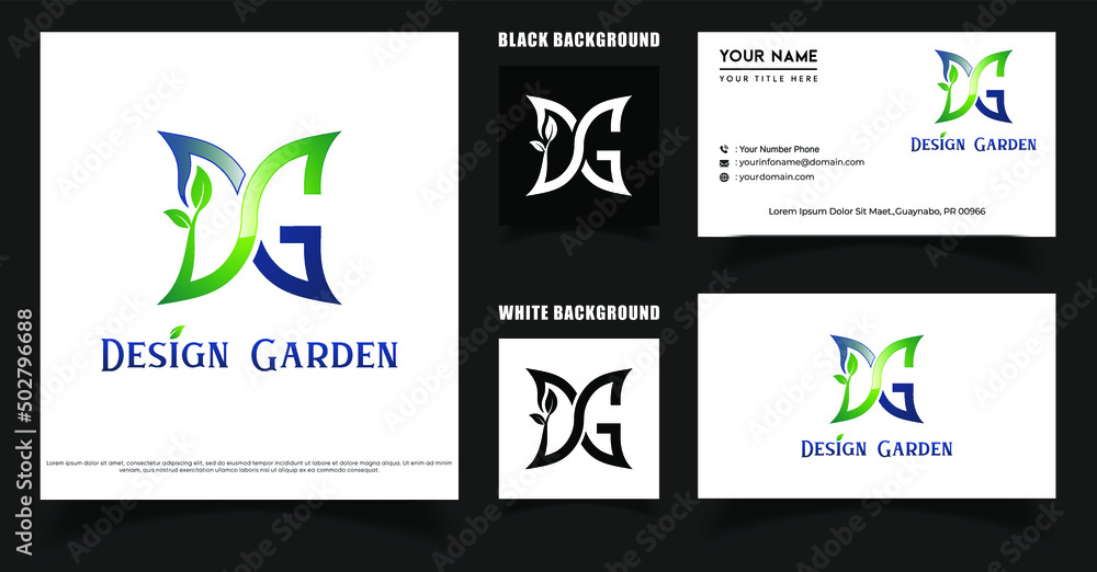 Simple Initial Letter DG Logo With Business Card Template