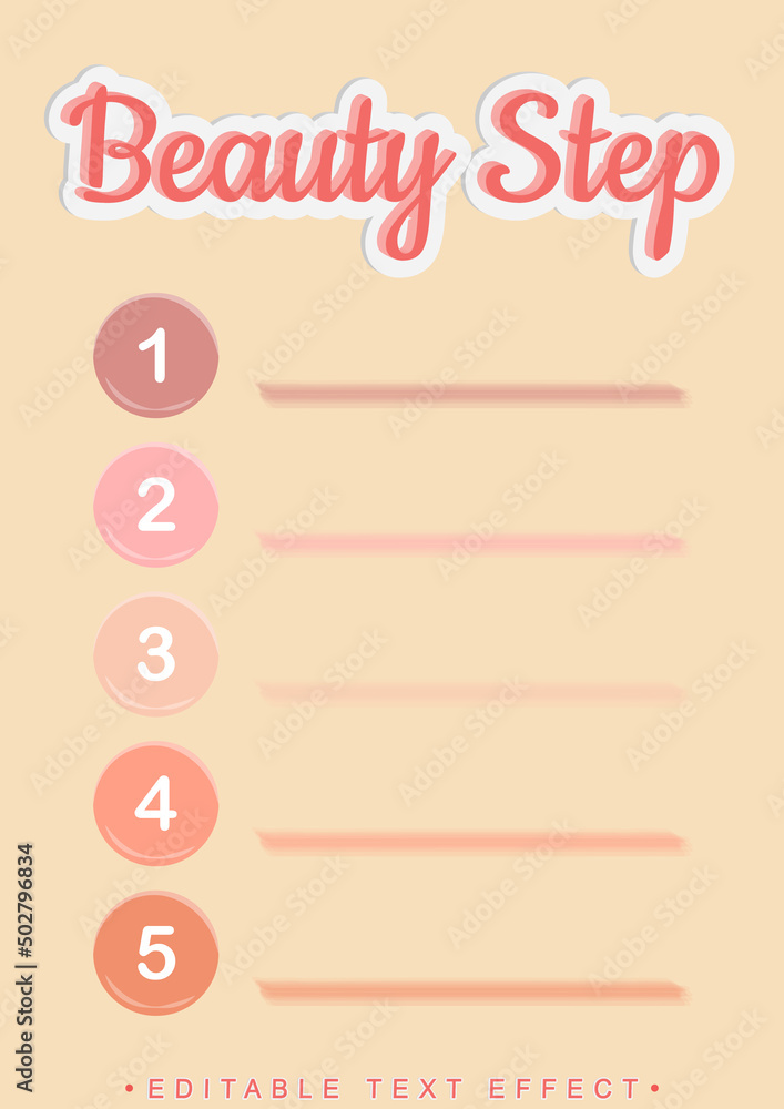 Editable Text Effect for Beauty Step Design with Color Palette Editable Text Effect for Beauty Step Design with Color Palette