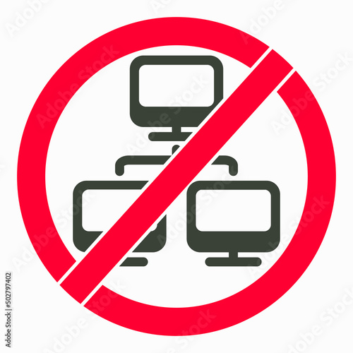 No network. There is no connection with the computer. There is no connection to the server. The network is missing. Vector icon.