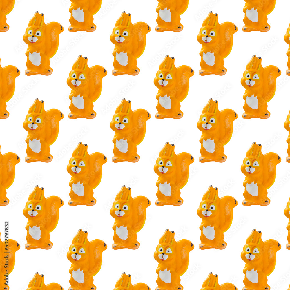 Obraz premium Squirrel seamless pattern on white background. Rodent.