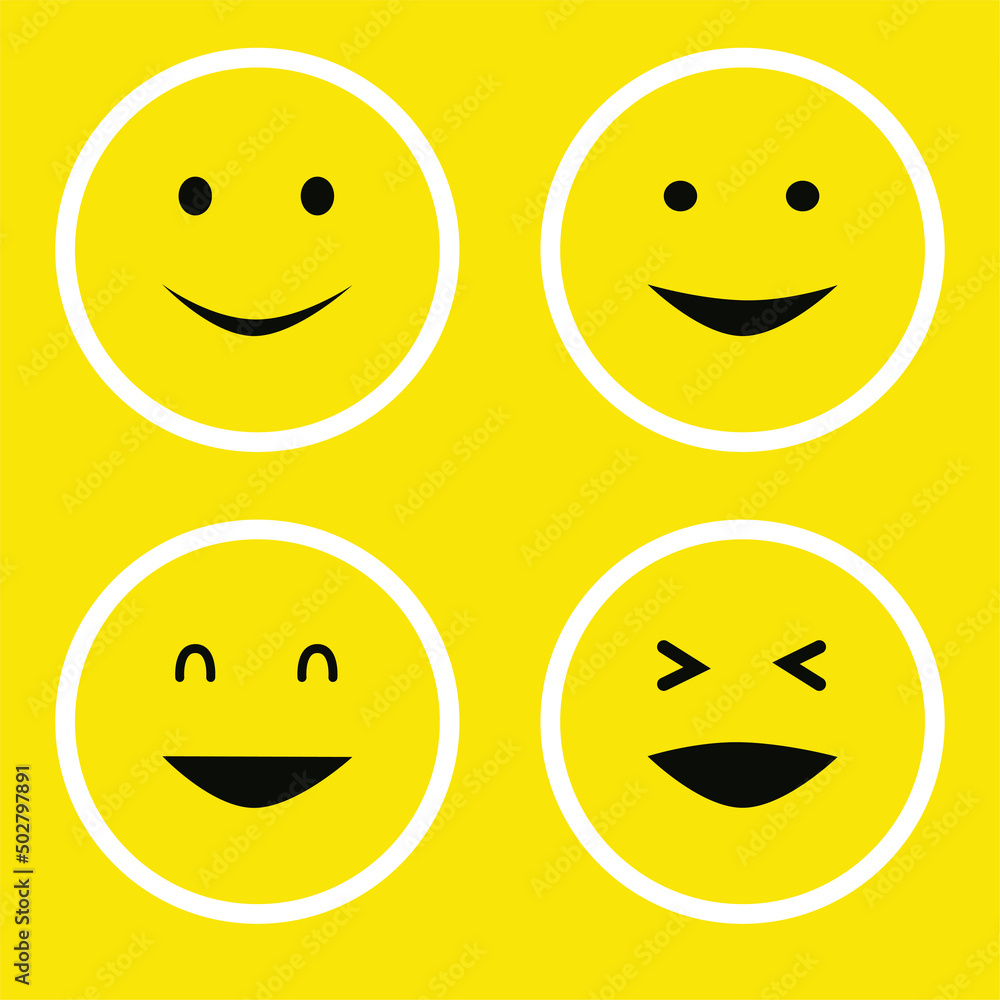 Fototapeta premium 4 yellow smiley icons cute , pattern