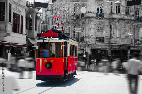 Taksim tram, Istanbul, Beyoglu.