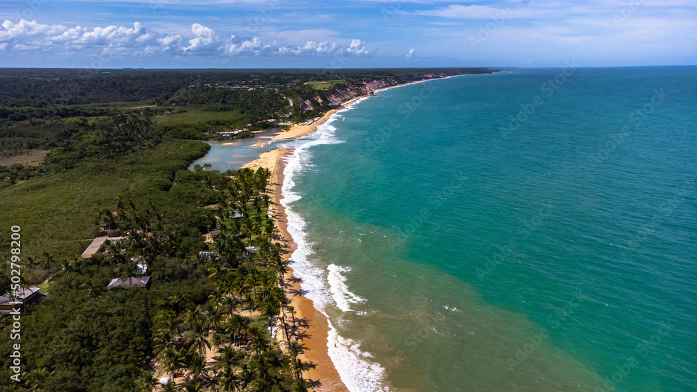 Praia Trancoso Sul da Bahia Brasil Praia Tropical Paradisíaca Mata Atlântica Rio Mar Areia Azul Verde Resort Viagem Férias 
