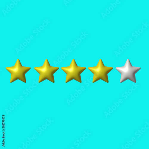 Vector illustration of 3d stars for rating, appraisal,grade or valuation. Volume shape,realistic form