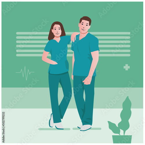 nurse man and woman happy and smile