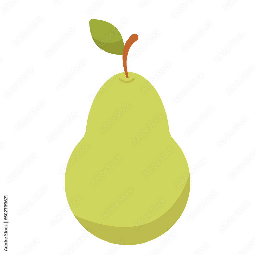 Flat design vector illustration of pear 
on white background.