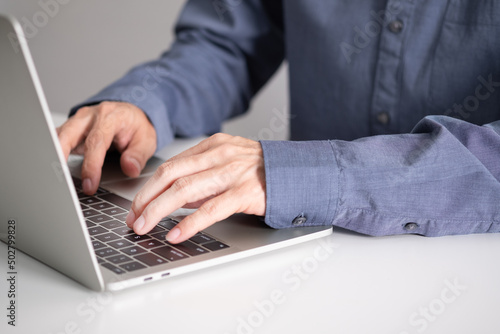 Businessman using laptop  Using computers for business communication concept