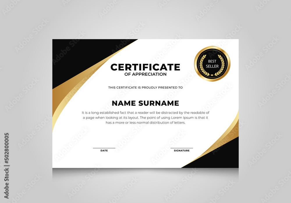 Certificate of achievement. Diploma, award certificate template Stock ...