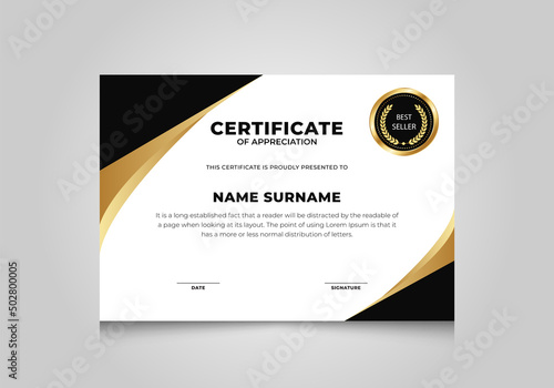Certificate of achievement. Diploma, award certificate template