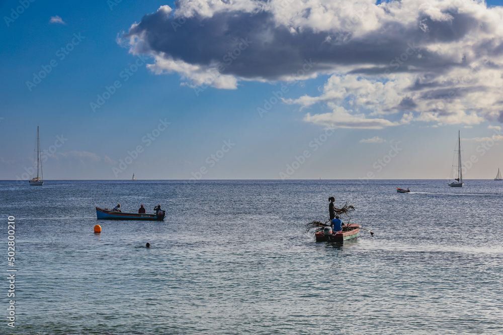 Fishermen in Anses d'Arlet, Martinique, French Antilles