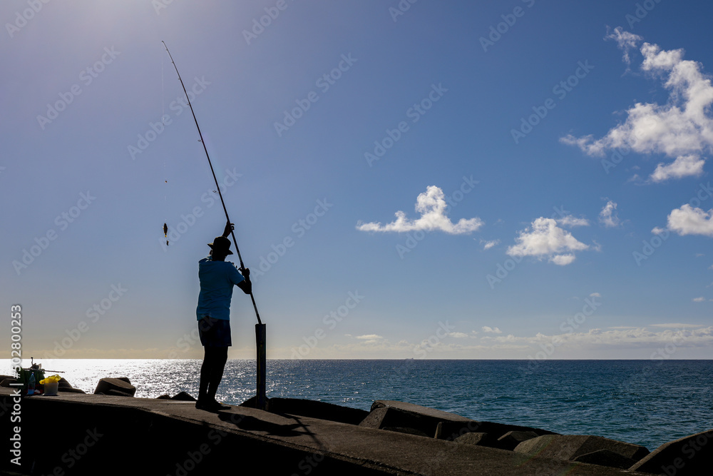 Fisherman in Grand-Rivière harbour, Martinique, French Antilles
