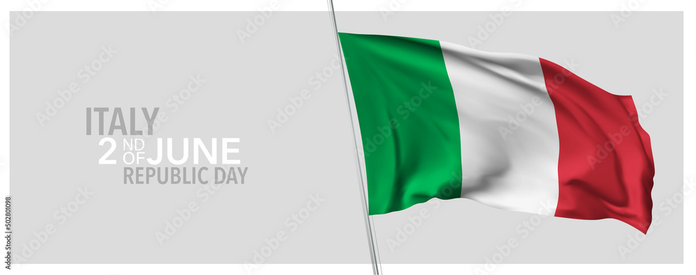 Italy republic day greeting card, banner with template text vector illustration - obrazy, fototapety, plakaty 