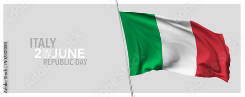 Italy republic day greeting card, banner with template text vector illustration
