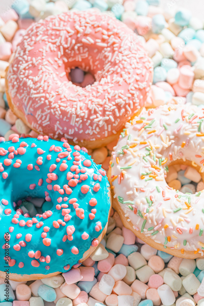 appetizing donuts with marshmallow background appetizing donuts with marshmallow background