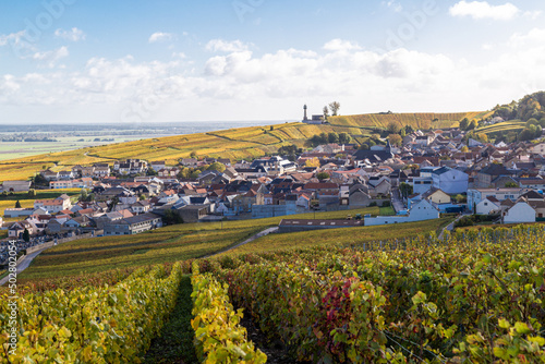Fotografie Vue panoramique sur le Le Phare de Verzenay, au coeur du vignoble champenois, ér
