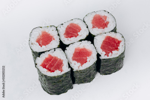 Wallpaper Mural sushi rolls fish on a white background. restaurant menu Torontodigital.ca
