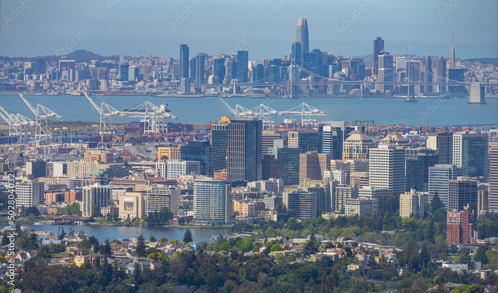Downtown Oakland and Downtown San Francisco