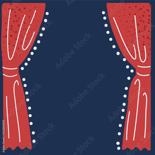 Cartoon vector illustration of stage with curtains