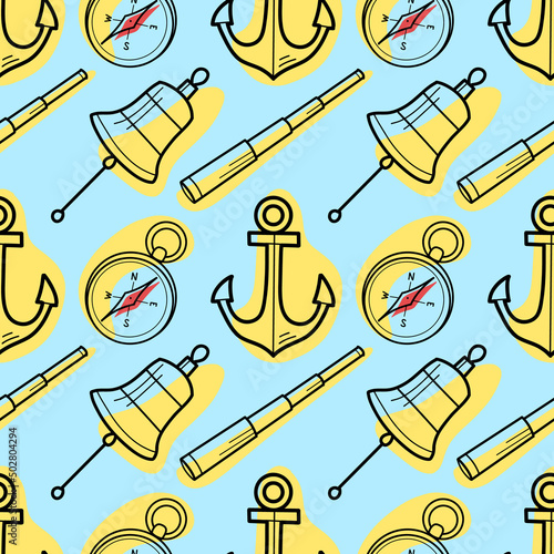 vector seamless pattern on the theme of sea cruise photo