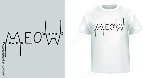 Photographie meow T shirt design template for print