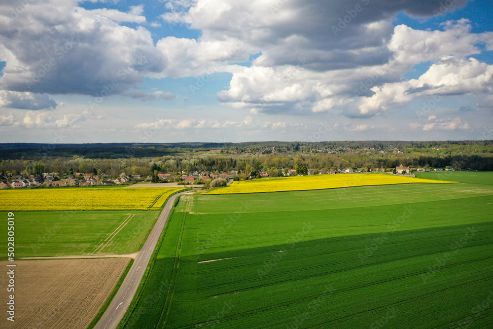 Fototapeta premium aerial view on the village of La Genevraye in France