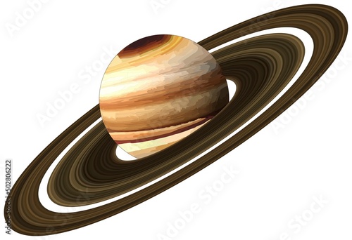 Saturn planet vector drawing on isolated background space icon solar system object detail concept abstract alien art cartoon draw flat design light logo illustration part of our galaxy network map