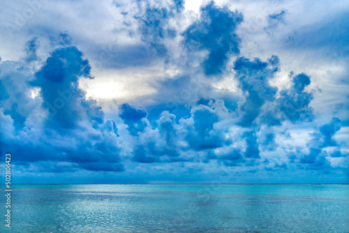 Rain Storm Cloudscape Blue Water Moorea Tahiti © Bill Perry