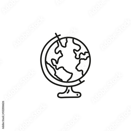 Doodle outline school globus icon.