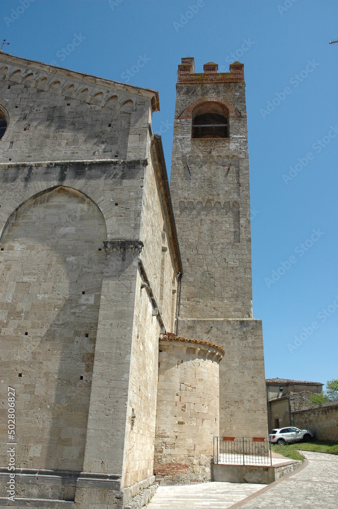 Medieval Church of Santo Agostino in the center of Asciano (Siena) one of the towns of the 