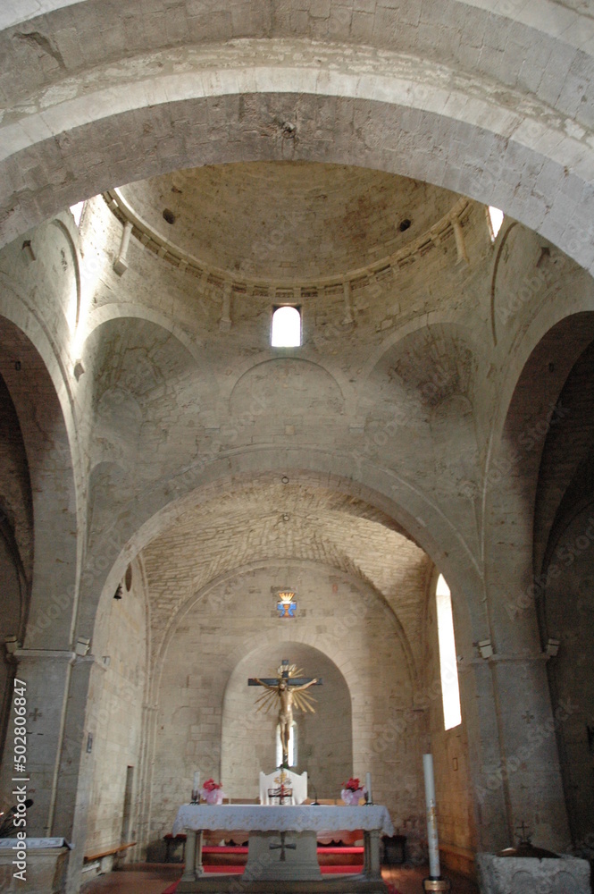 Fototapeta premium Interior of the Medieval Church of Santo Agostino in the center of Asciano (Siena), one of the towns of the 