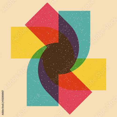 Geometric object  with riso print effect. Vector. Graphic element  for fabric, textile, clothing, wrapping paper, wallpaper, poster. Graphic element.  Perfect For your own decoration or design