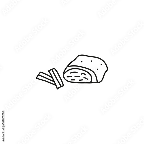 Doodle outline strudel dessert icon.