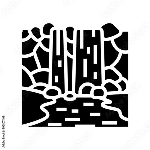 waterfall nature glyph icon vector. waterfall nature sign. isolated contour symbol black illustration