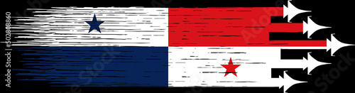 Panama flag with military fighter jets isolated on png or transparent .Symbols of Panama. vector illustration