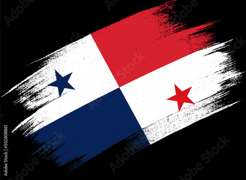 Panama flag with brush paint textured isolated  on png or transparent background.Symbol of  Panama. vector illustration