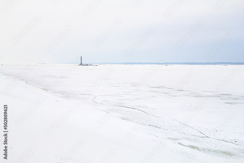 winter landscape with lighthouse