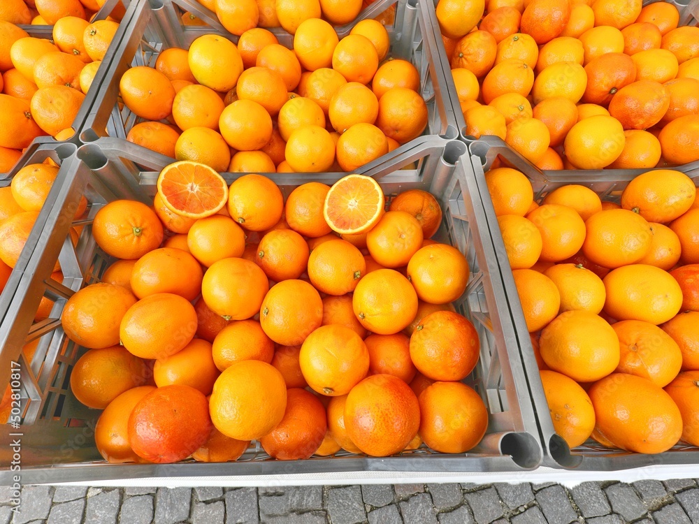 orange for sale at the fruit and vegetable market