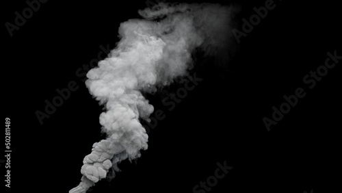 grey co2 emissions smoke emission from urban fire on black, isolated - industrial 3D illustration