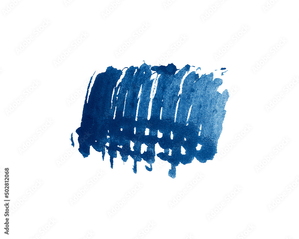 Dark blue watercolor paint brush stroke isolated on white background