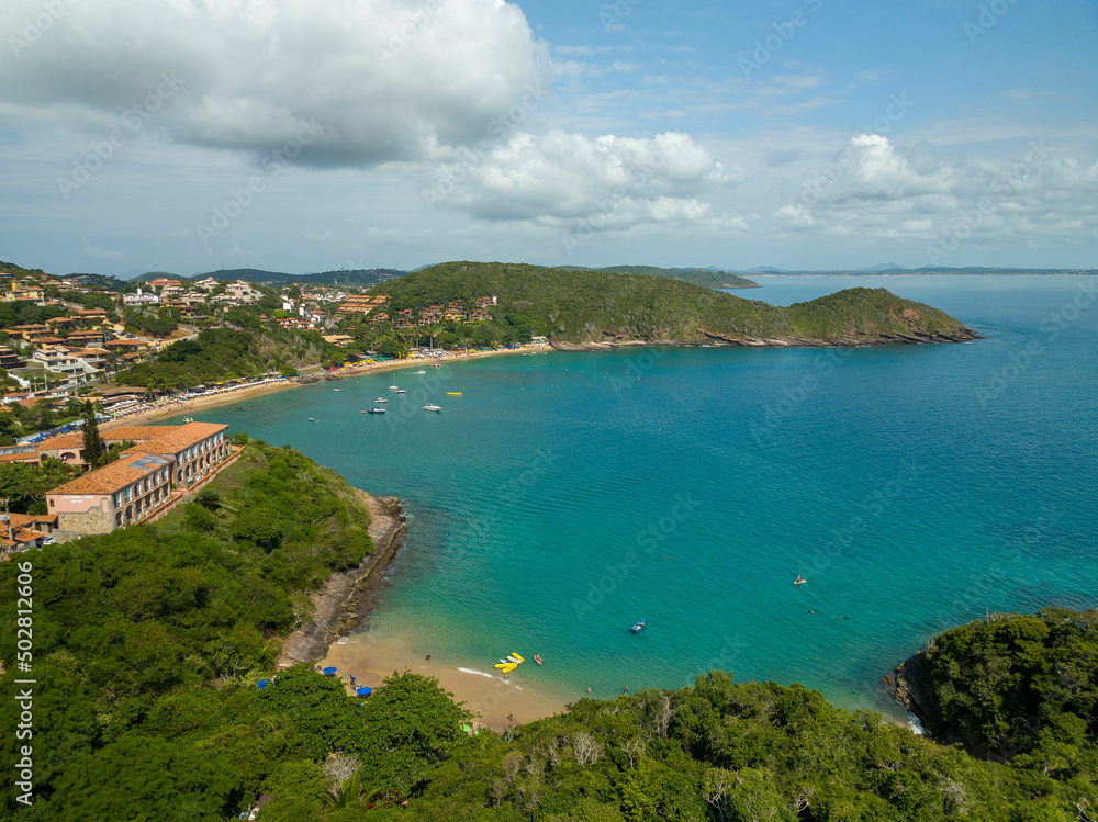 Fototapeta premium Vista aérea da peninsula de João Fernandes em Búzios, Rio de Janeiro