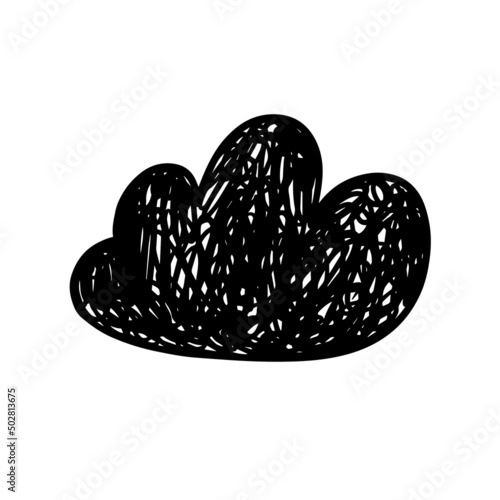 Cute cartoon doodle sketch vector cloud scribble bullet journal clipart free hand illustration isolated on white background.