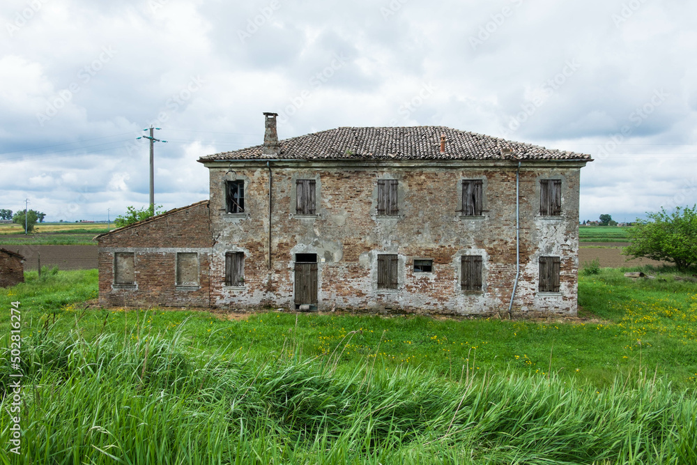 Deserted farmhouse in the Po Delta park, Italy